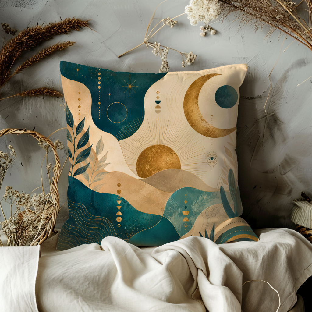 Celestial Abstract Pillow Cover | Modern Mystical Art | Luxe Decor