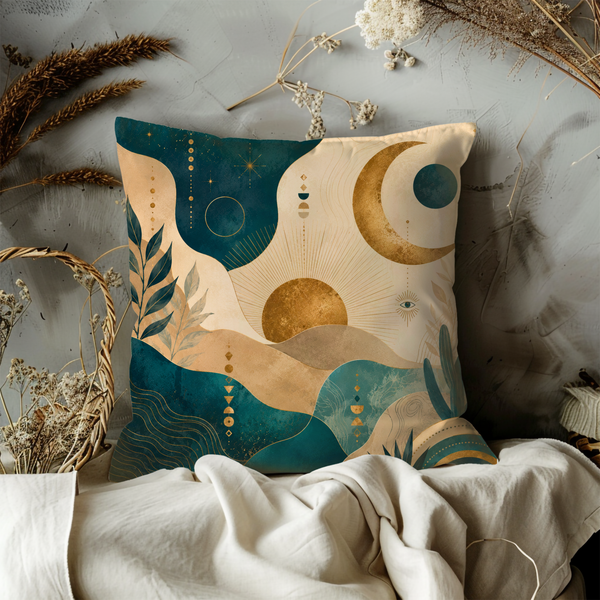Celestial Abstract Pillow Cover – Modern Mystical Art | Luxe Decor