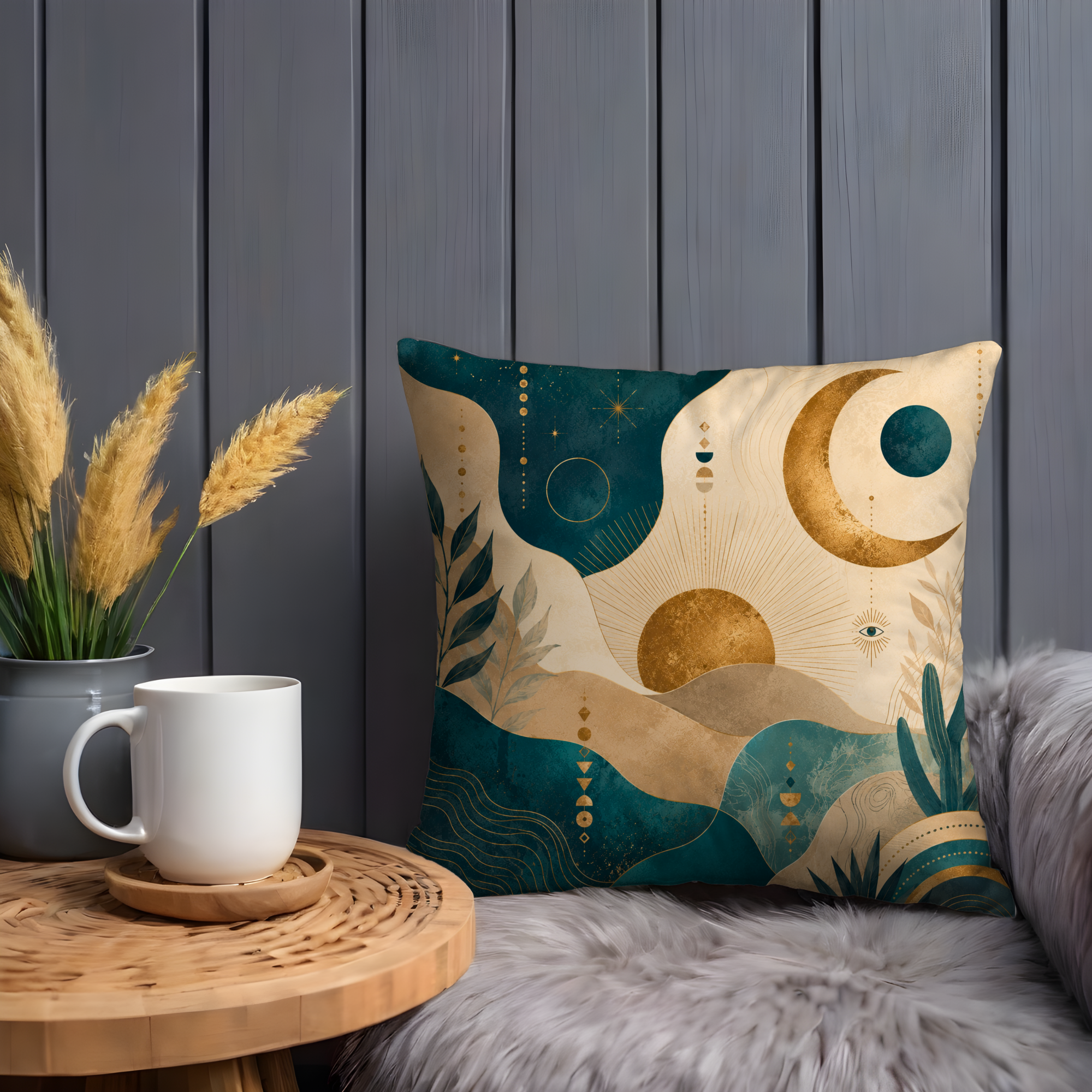 Celestial Abstract Pillow Cover | Modern Mystical Art | Luxe Decor
