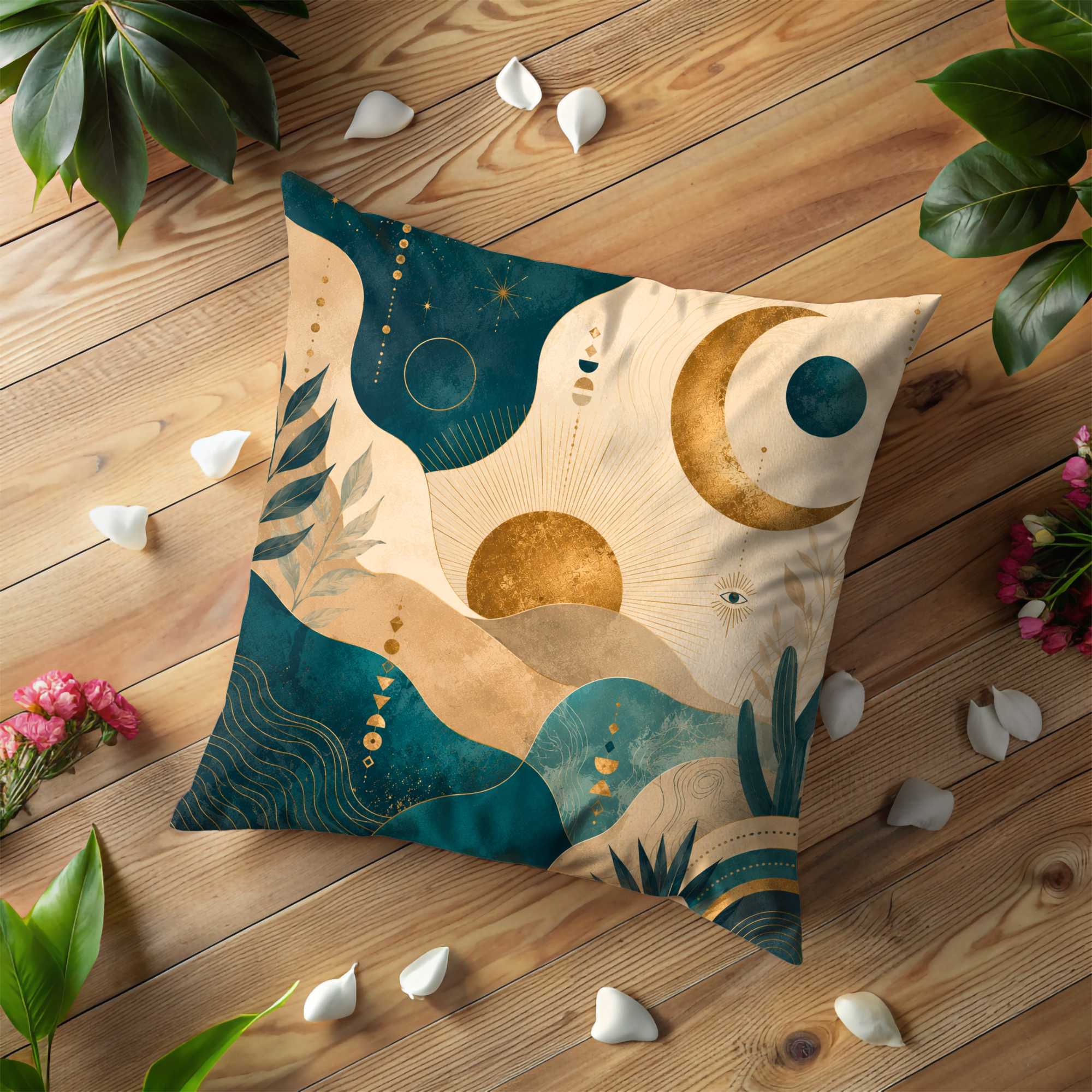 Celestial Abstract Pillow Cover | Modern Mystical Art | Luxe Decor