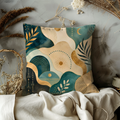 Teal Sun Wave Pillow Cover | Modern Abstract Art | Luxury Boho Decor