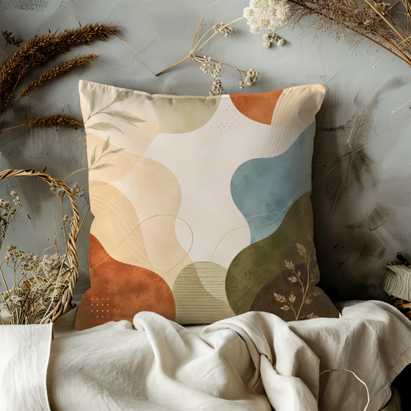 Earth Tone Abstract Pillow Cover – Modern Boho Art | Elegant Neutral Decor
