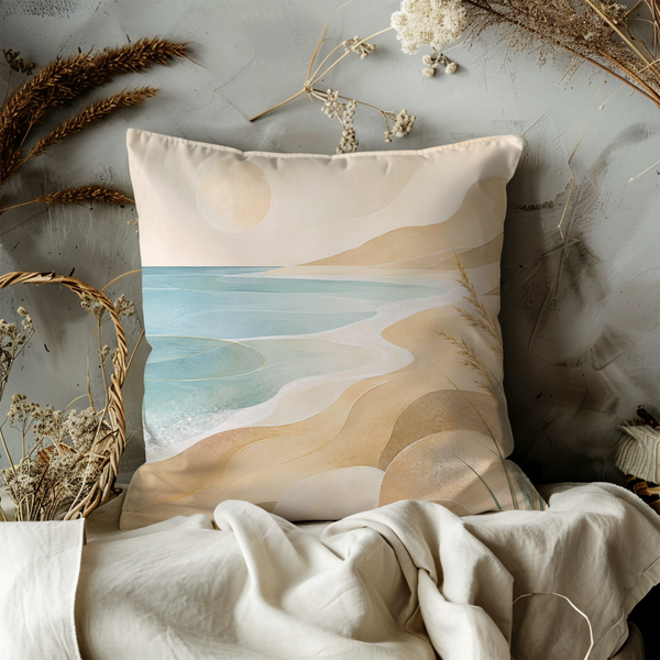 Coastal Dunes Pillow Cover – Serene Beach Art | Neutral Boho Decor