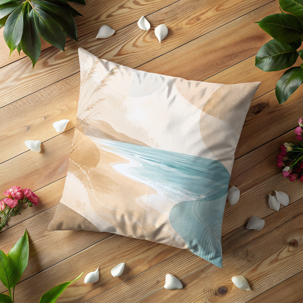 Coastal Beach Pillow Cover | Serene Ocean Art | Calm Nature Decor