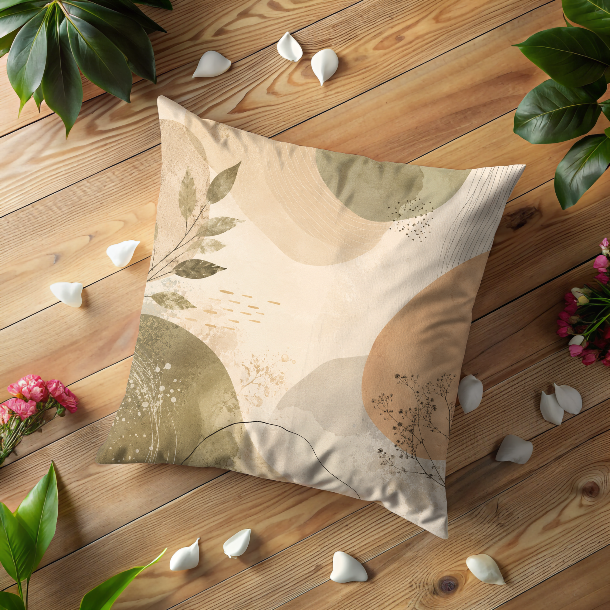 Sage Green Abstract Pillow Cover | Modern Botanical Art | Calm Nature Decor