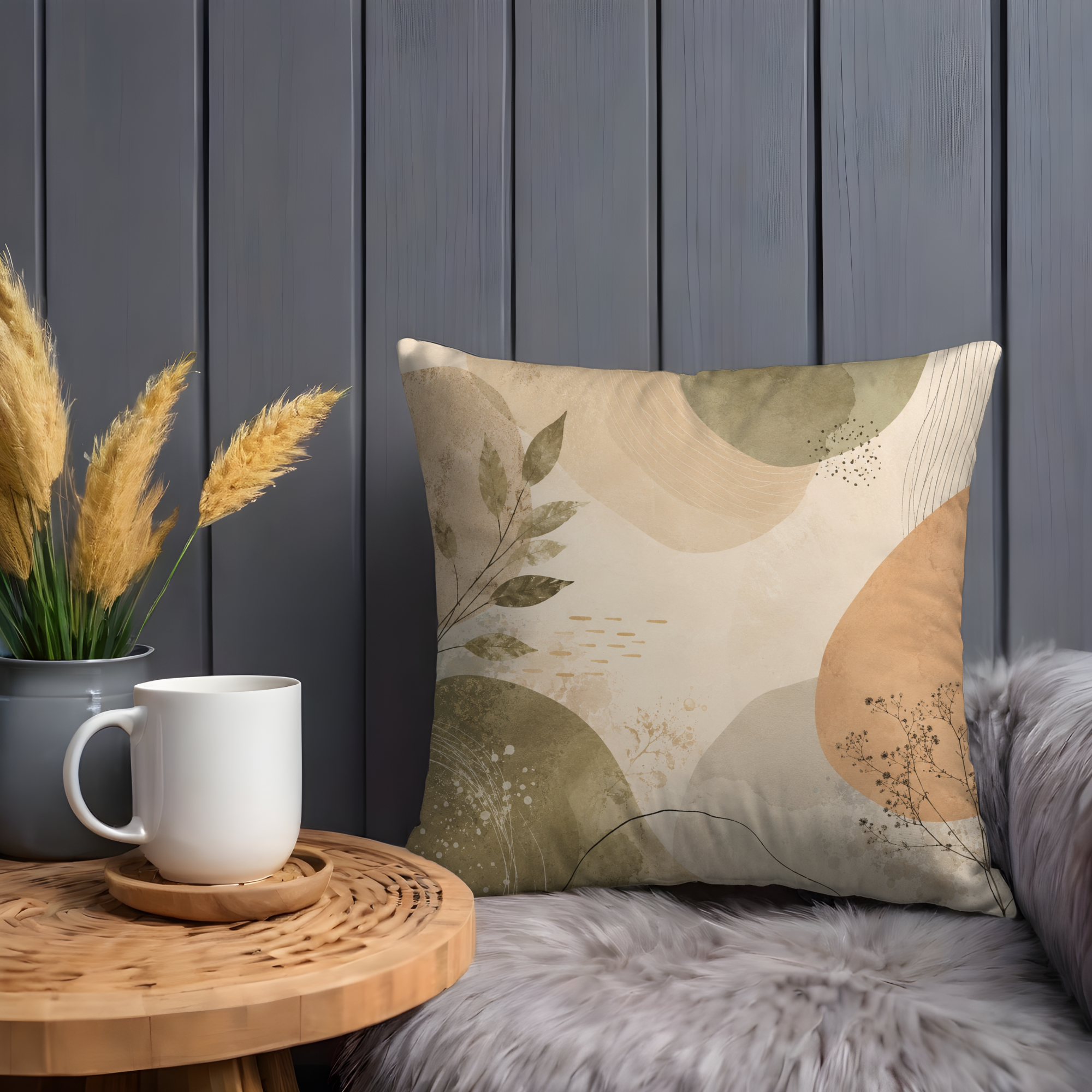 Sage Green Abstract Pillow Cover | Modern Botanical Art | Calm Nature Decor