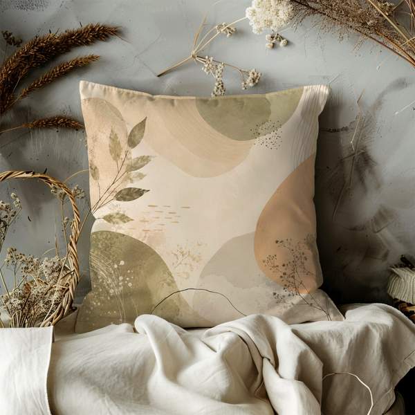 Sage Green Abstract Pillow Cover – Modern Botanical Art | Calm Nature Decor