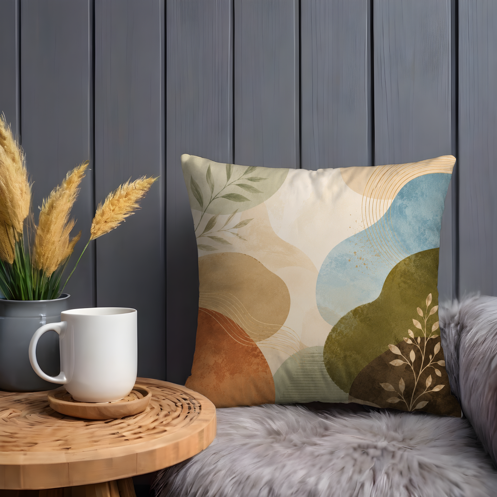 Earthy Abstract Pillow Cover | Modern Geometric Art | Warm Nature Decor