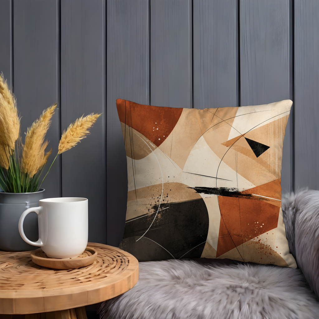 Earth Tone Abstract Pillow Cover | Modern Geometric Art | Neutral Boho Decor