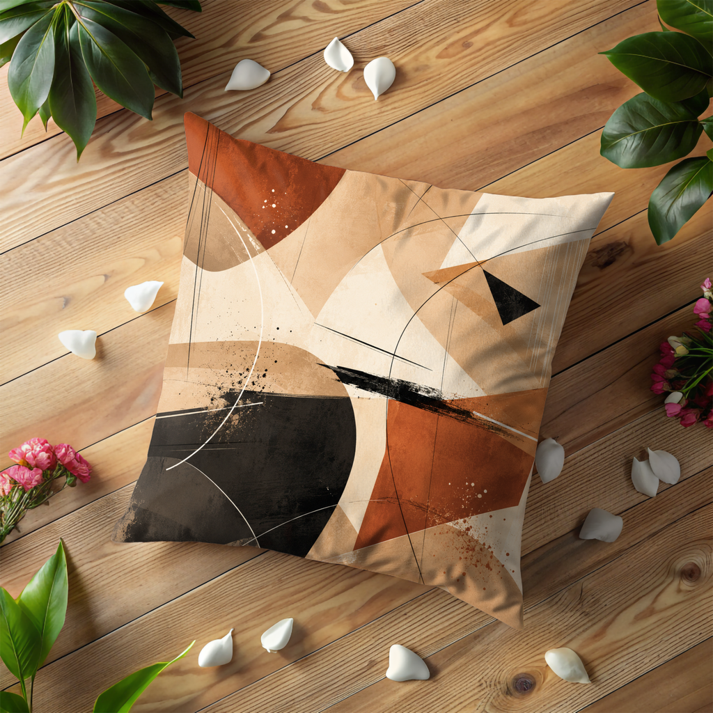 Earth Tone Abstract Pillow Cover | Modern Geometric Art | Neutral Boho Decor