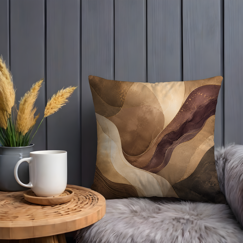 Warm Earth Tones Pillow Cover | Elegant Abstract Art | Luxe Modern Decor