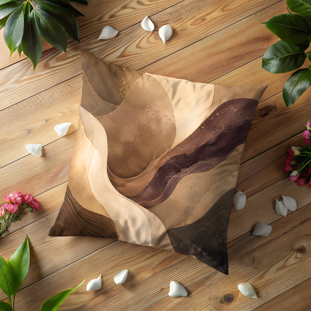Warm Earth Tones Pillow Cover | Elegant Abstract Art | Luxe Modern Decor