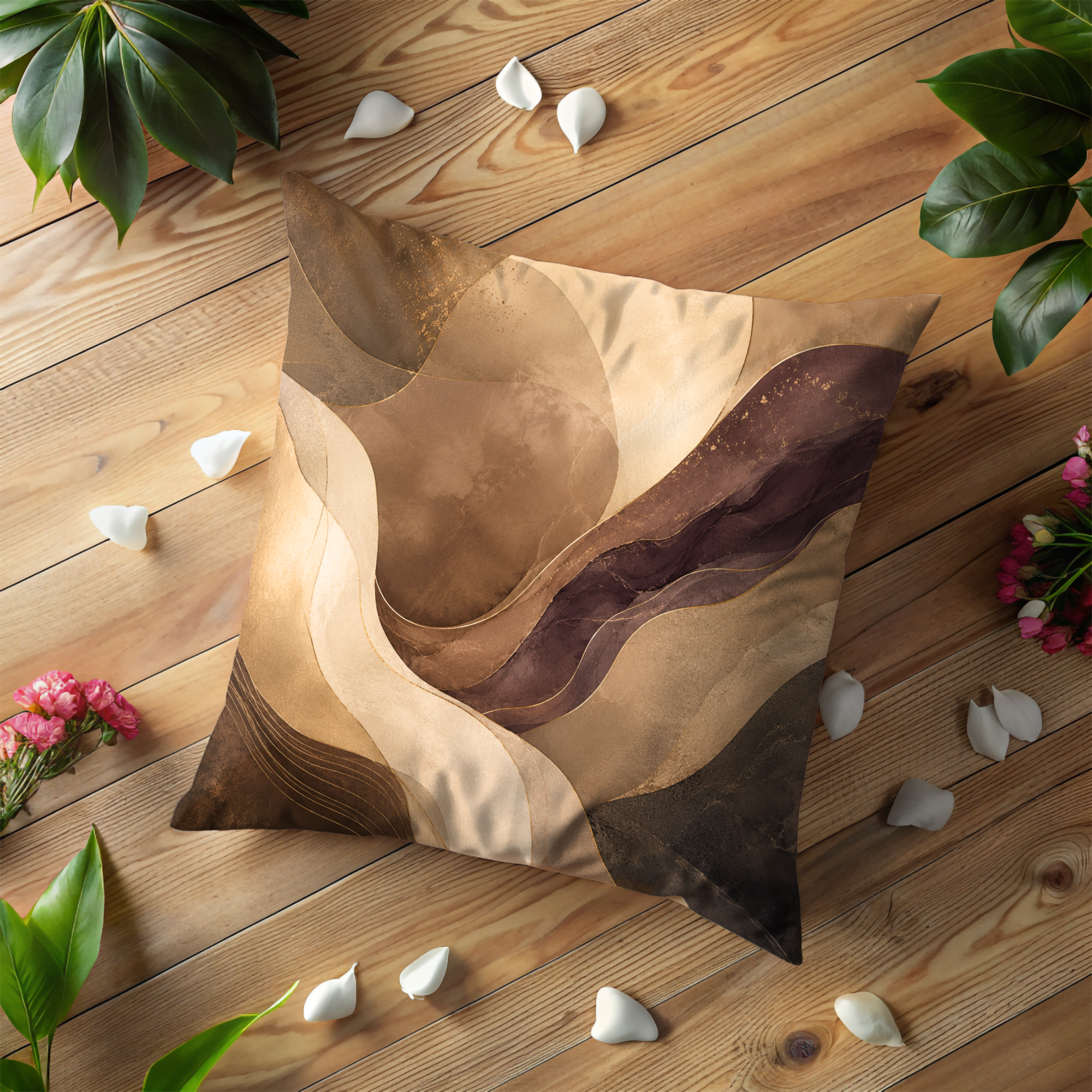 Warm Earth Tones Pillow Cover | Elegant Abstract Art | Luxe Modern Decor