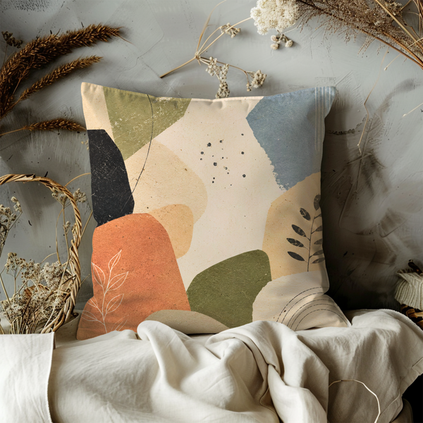 Earthy Abstract Pillow Cover – Modern Geometric Art | Warm Nature Decor