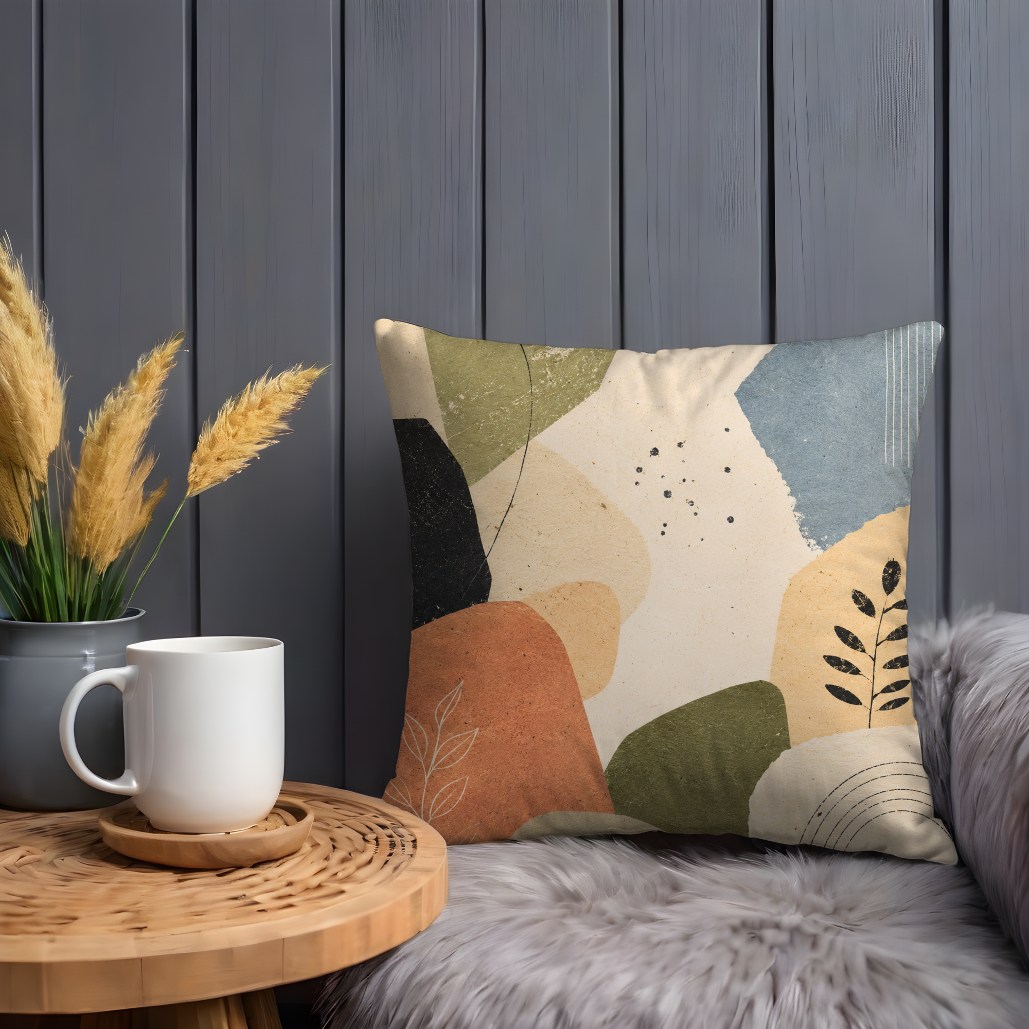 Earthy Abstract Pillow Cover | Modern Geometric Art | Warm Nature Decor