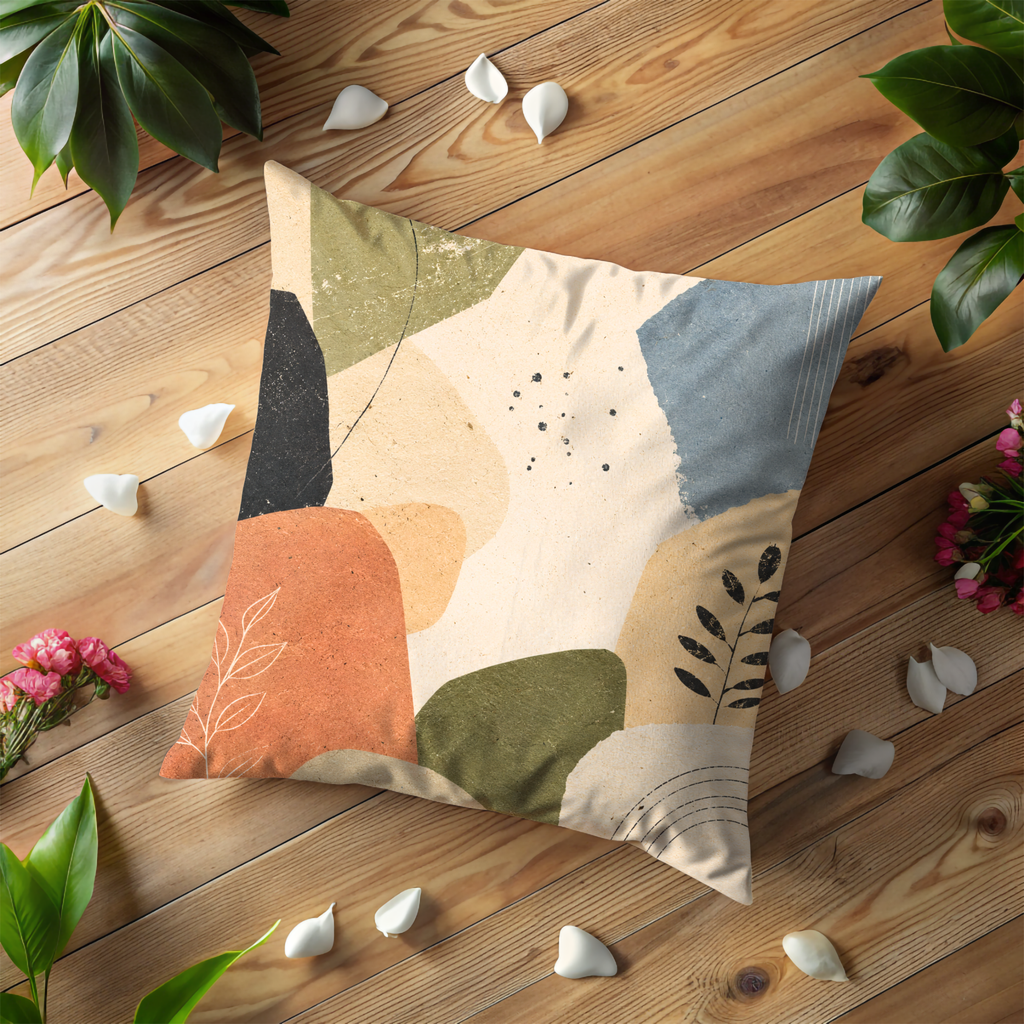 Earthy Abstract Pillow Cover | Modern Geometric Art | Warm Nature Decor