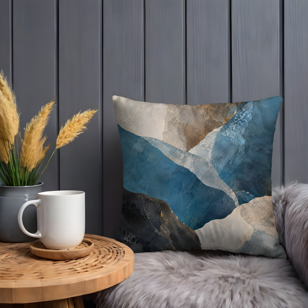 Blue Marble Pillow Cover | Elegant Abstract Art | Luxe Modern Decor