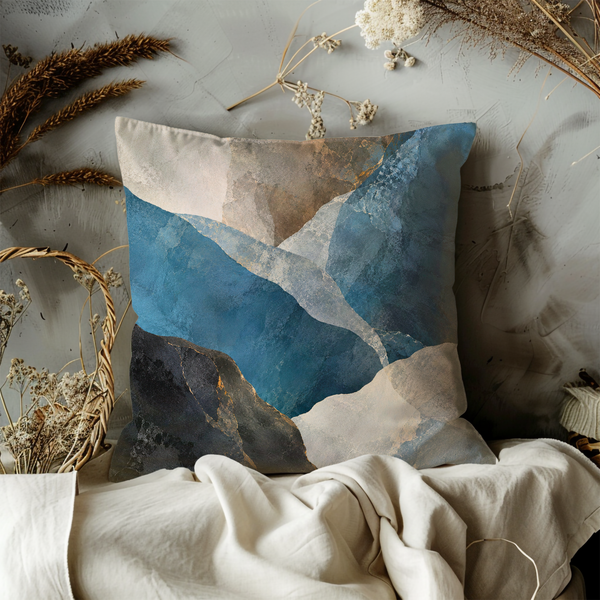 Blue Marble Pillow Cover – Elegant Abstract Art | Luxe Modern Decor