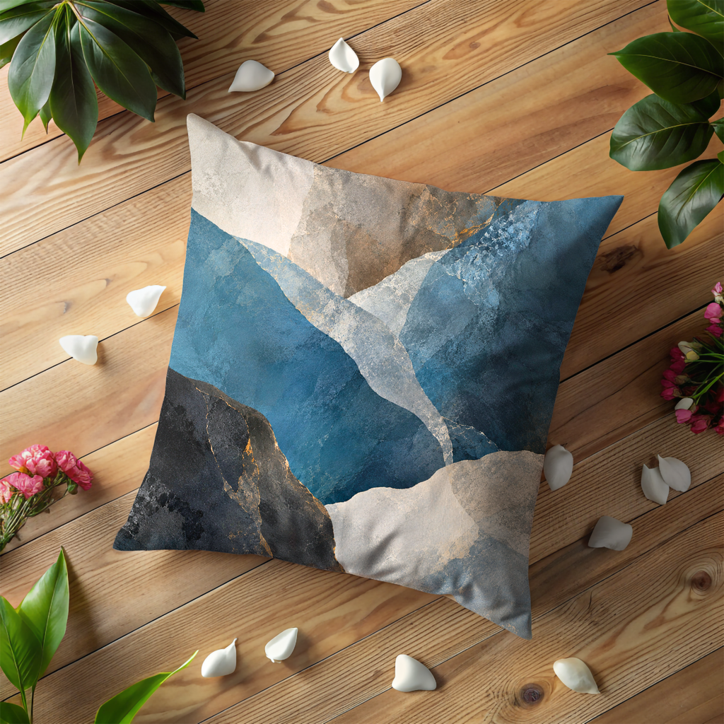 Blue Marble Pillow Cover | Elegant Abstract Art | Luxe Modern Decor