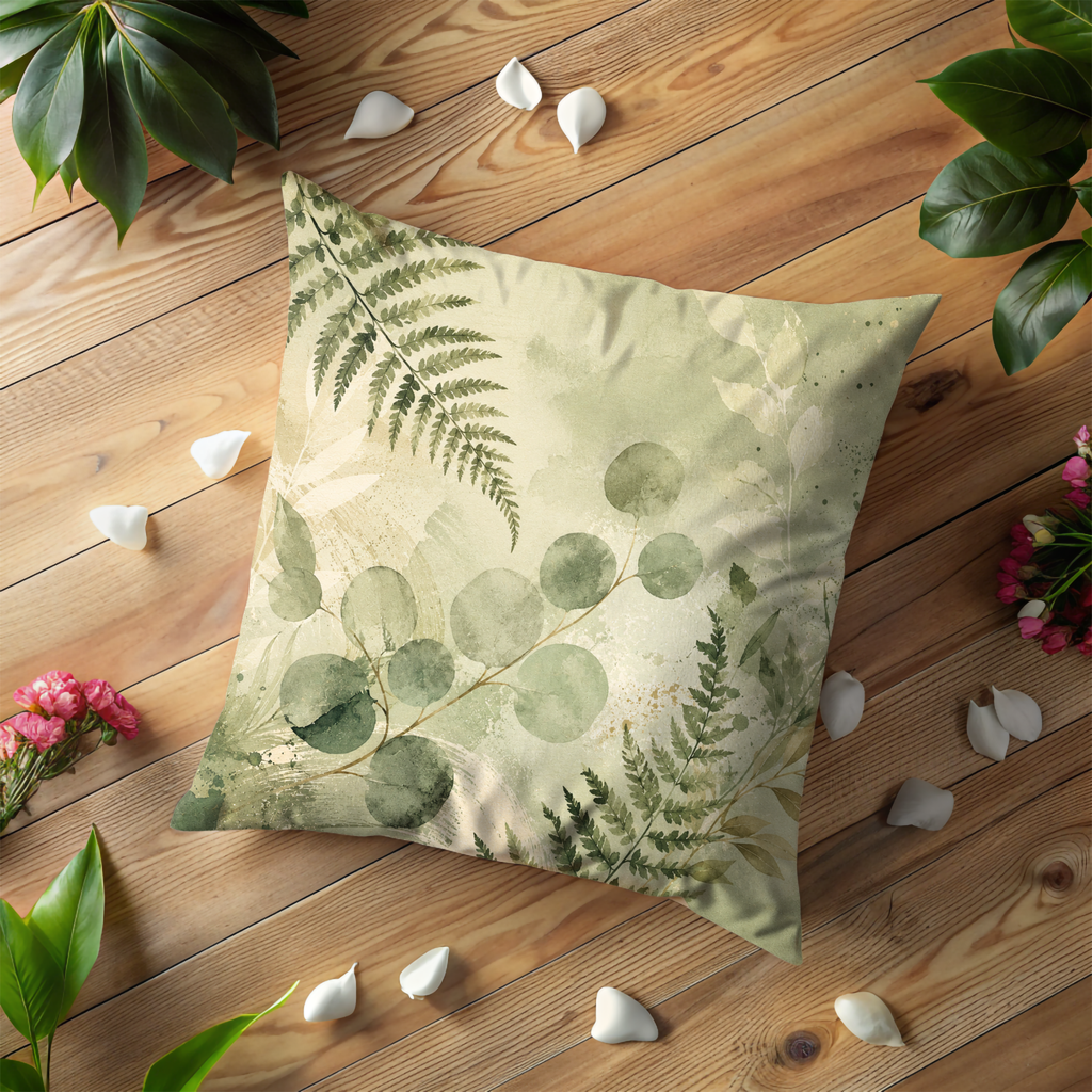 Sage Eucalyptus Pillow Cover | Soft Botanical Art | Neutral Boho Decor