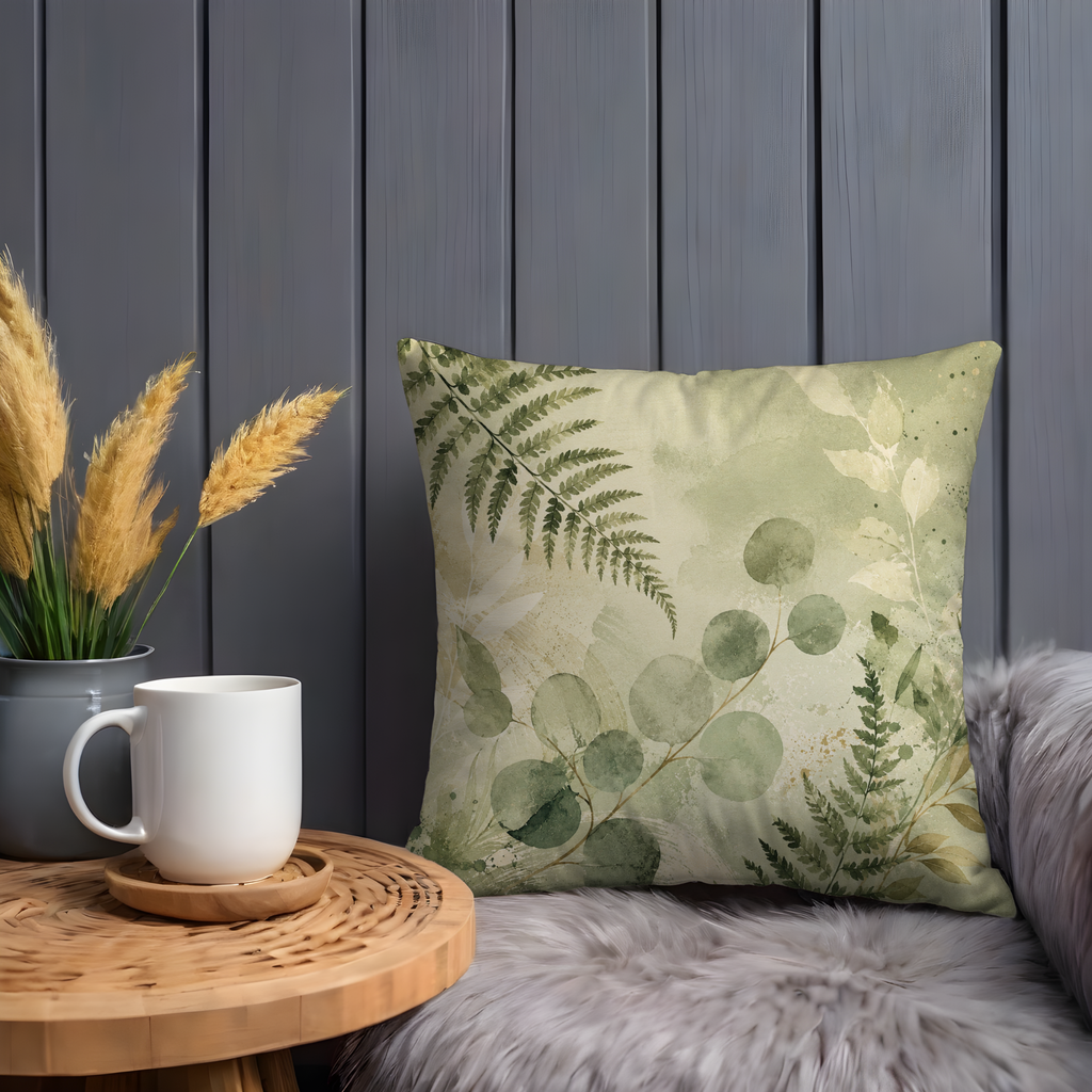 Sage Eucalyptus Pillow Cover | Soft Botanical Art | Neutral Boho Decor