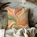Abstract Floral Pillow Cover | Elegant Swirl Art | Warm Nature Decor