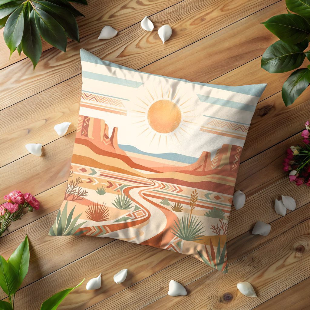 Southwestern Desert Pillow Cover | Sunset Canyon Art | Warm Nature Decor