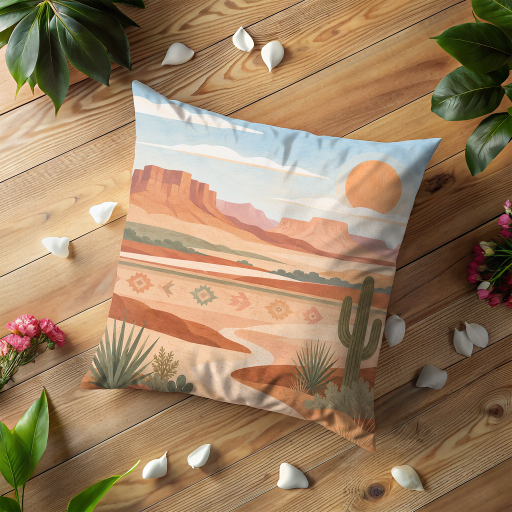 Southwestern Desert Pillow Cover | Sunset Canyon Art | Warm Nature Decor