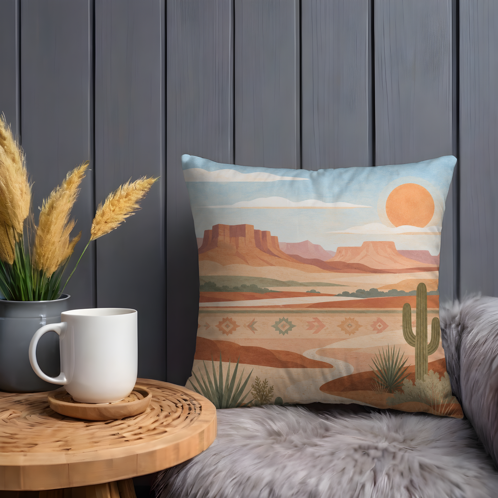 Southwestern Desert Pillow Cover | Sunset Canyon Art | Warm Nature Decor