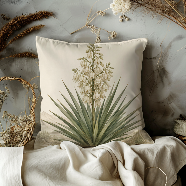 Yucca Plant Pillow Cover – Desert Botanical Art | Neutral Boho Decor