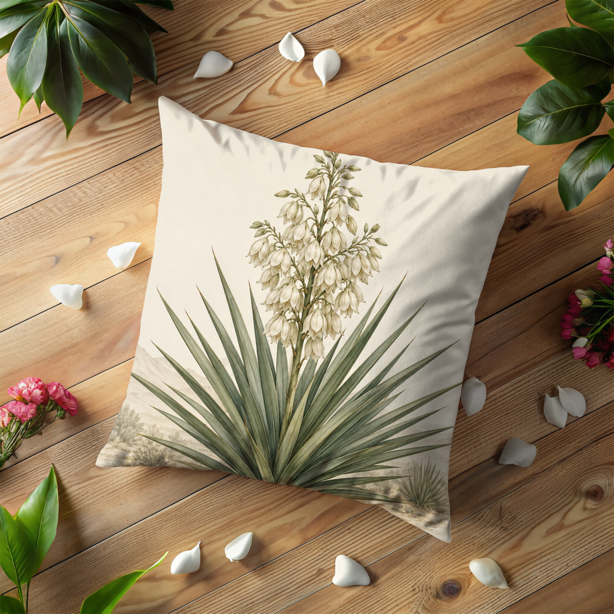 Yucca Plant Pillow Cover | Desert Botanical Art | Neutral Boho Decor