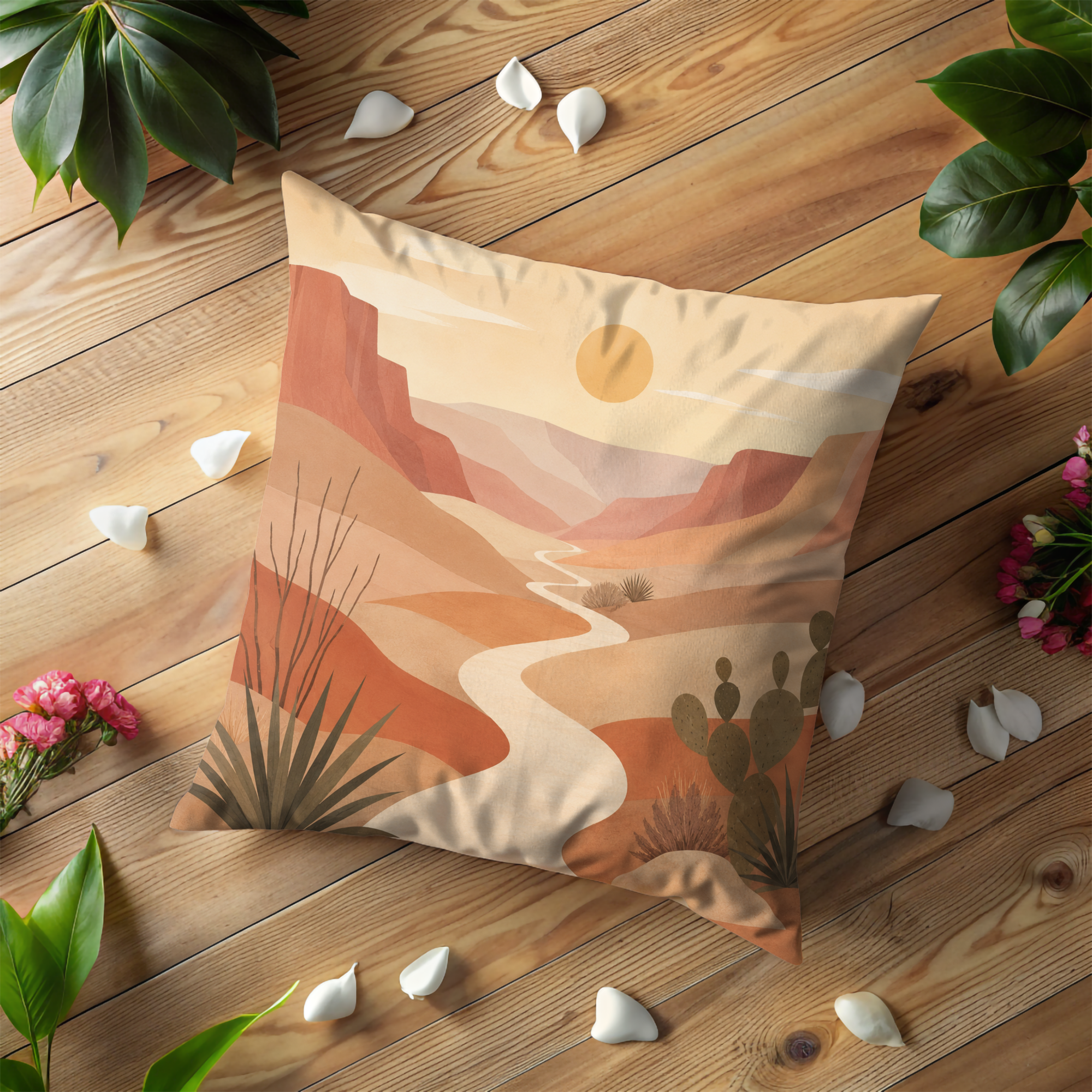 Desert Canyon Pillow Cover | Serene Landscape Art | Neutral Boho Decor