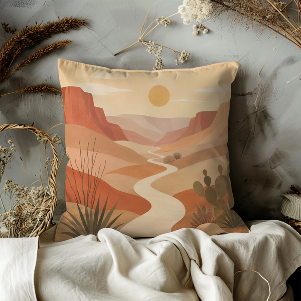 Desert Canyon Pillow Cover – Serene Landscape Art | Neutral Boho Decor
