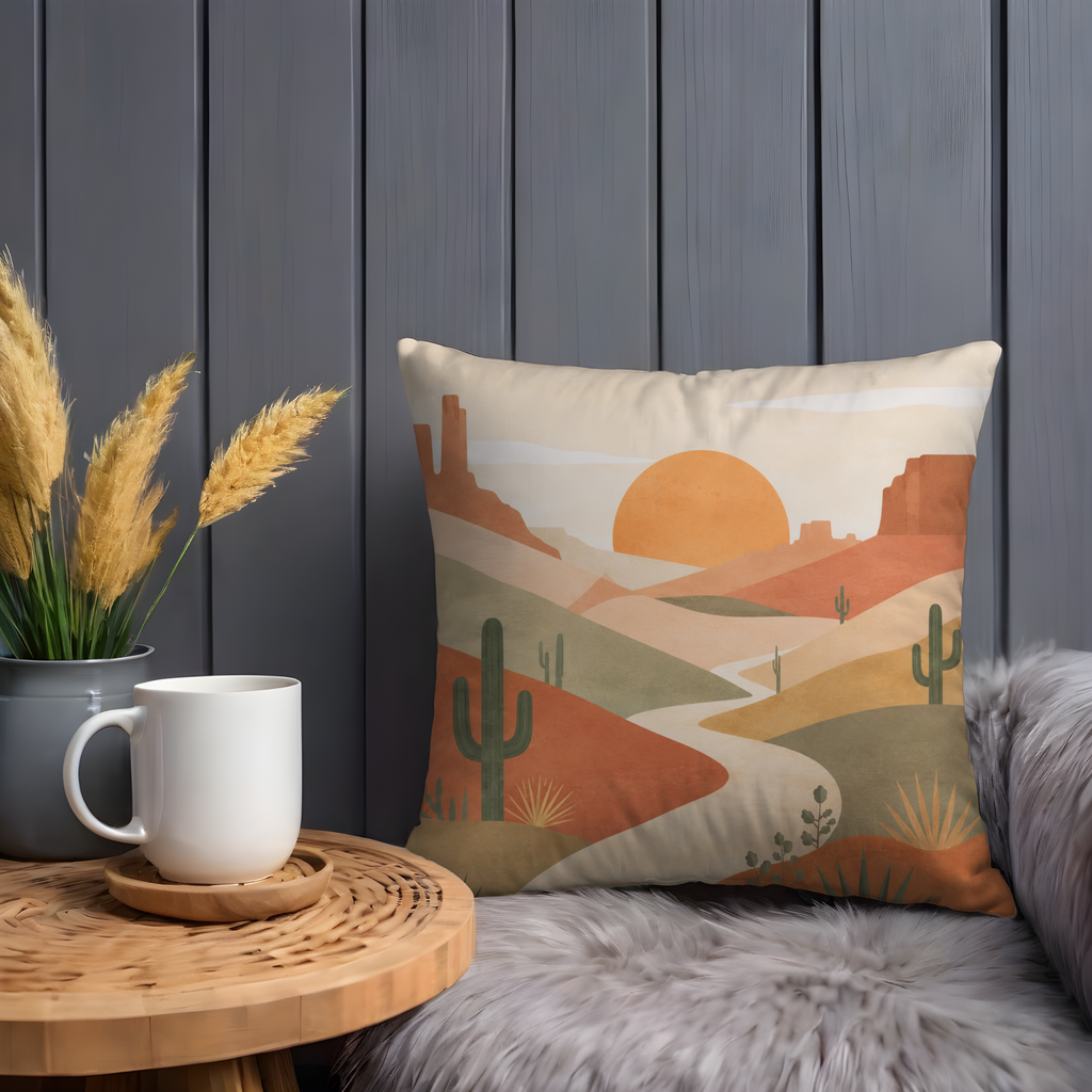 Minimalist Desert Pillow Cover | Southwestern Sunset Art | Warm Nature Decor