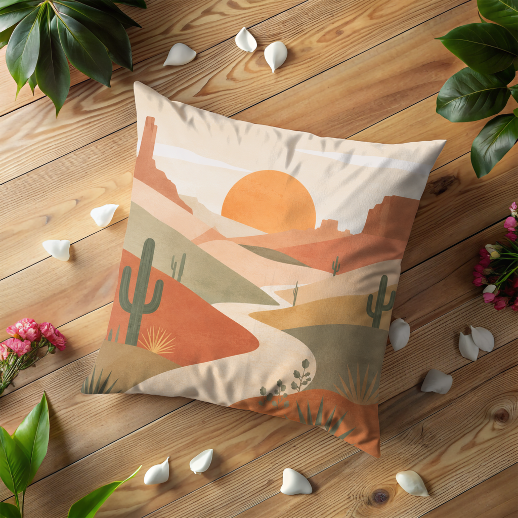 Minimalist Desert Pillow Cover | Southwestern Sunset Art | Warm Nature Decor