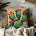 Blooming Cactus Pillow Cover | Desert Floral Art | Southwestern Boho Decor