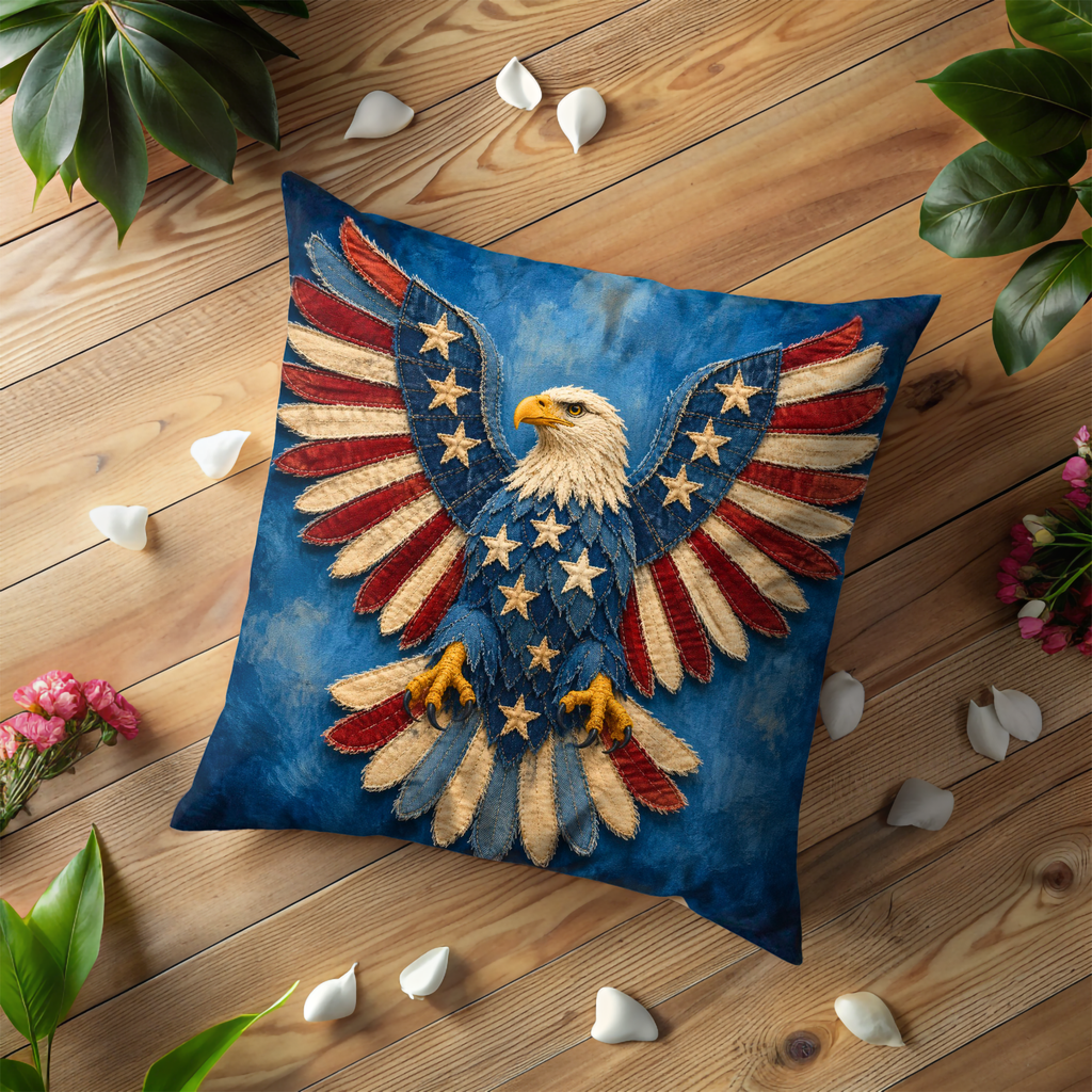 Patriotic Eagle Pillow Cover | American Flag Art | Bold Nature Decor