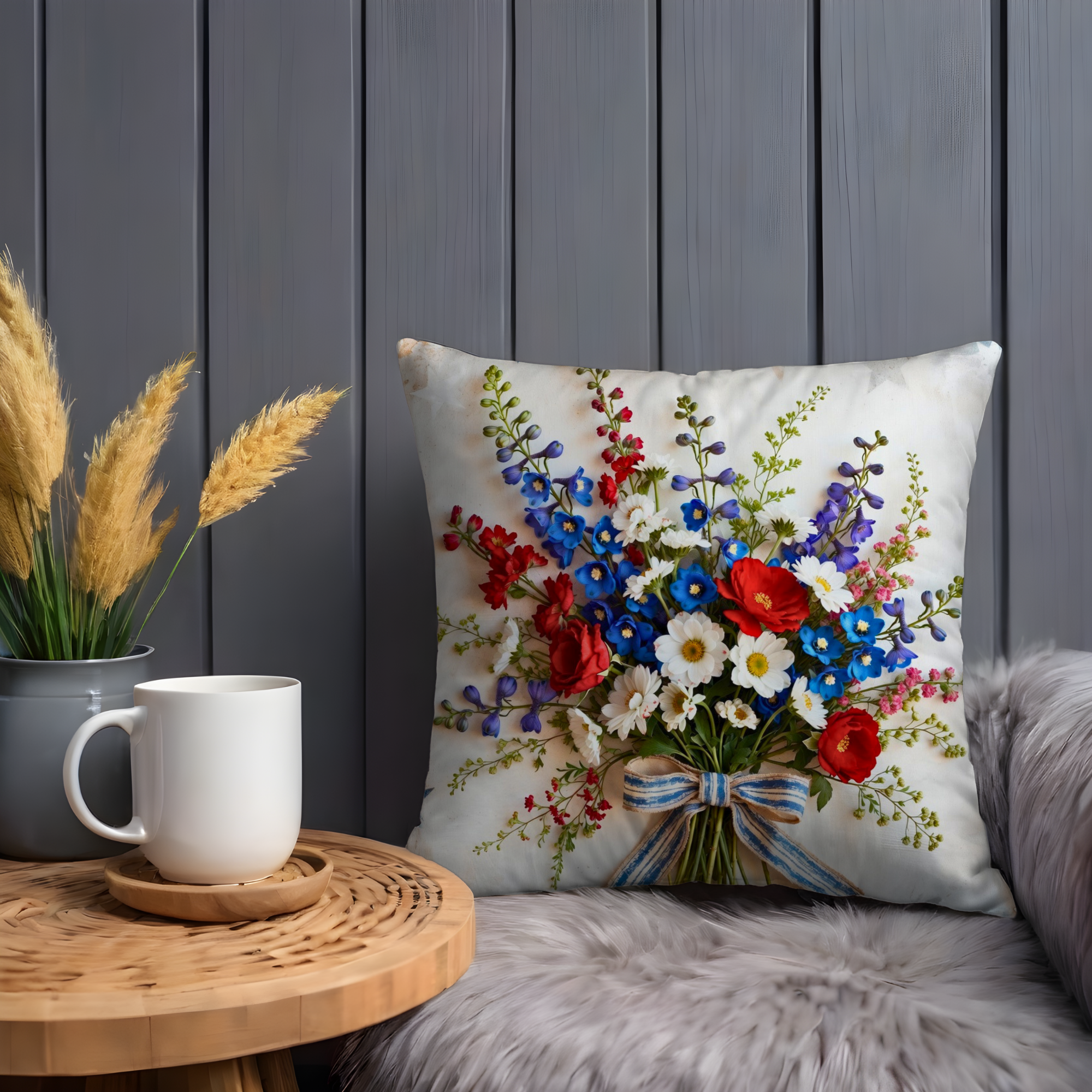 Wildflower Bouquet Pillow Cover | Colorful Floral Art | Cottagecore Decor