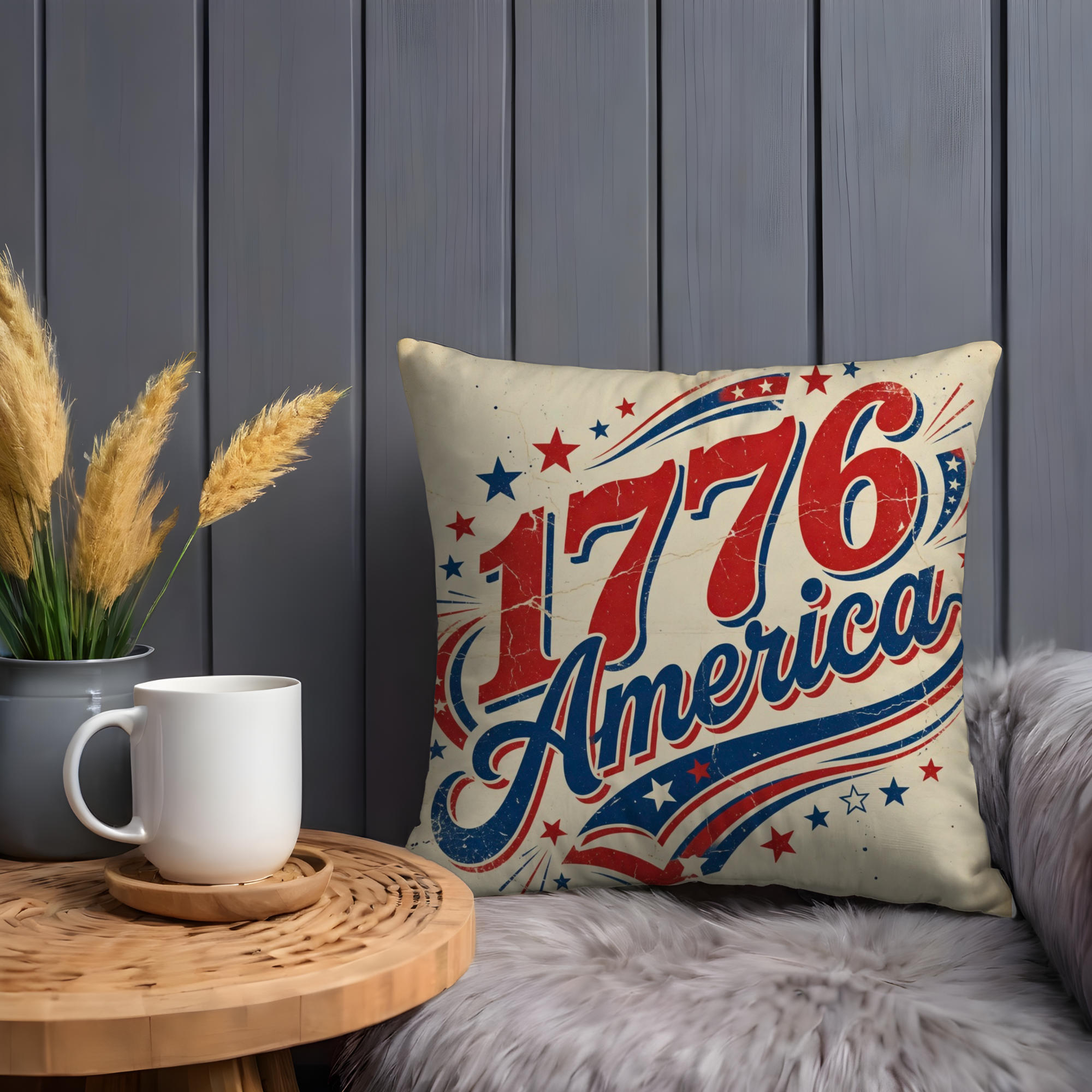 1776 America Pillow Cover – Patriotic Vintage Art | Bold Decor