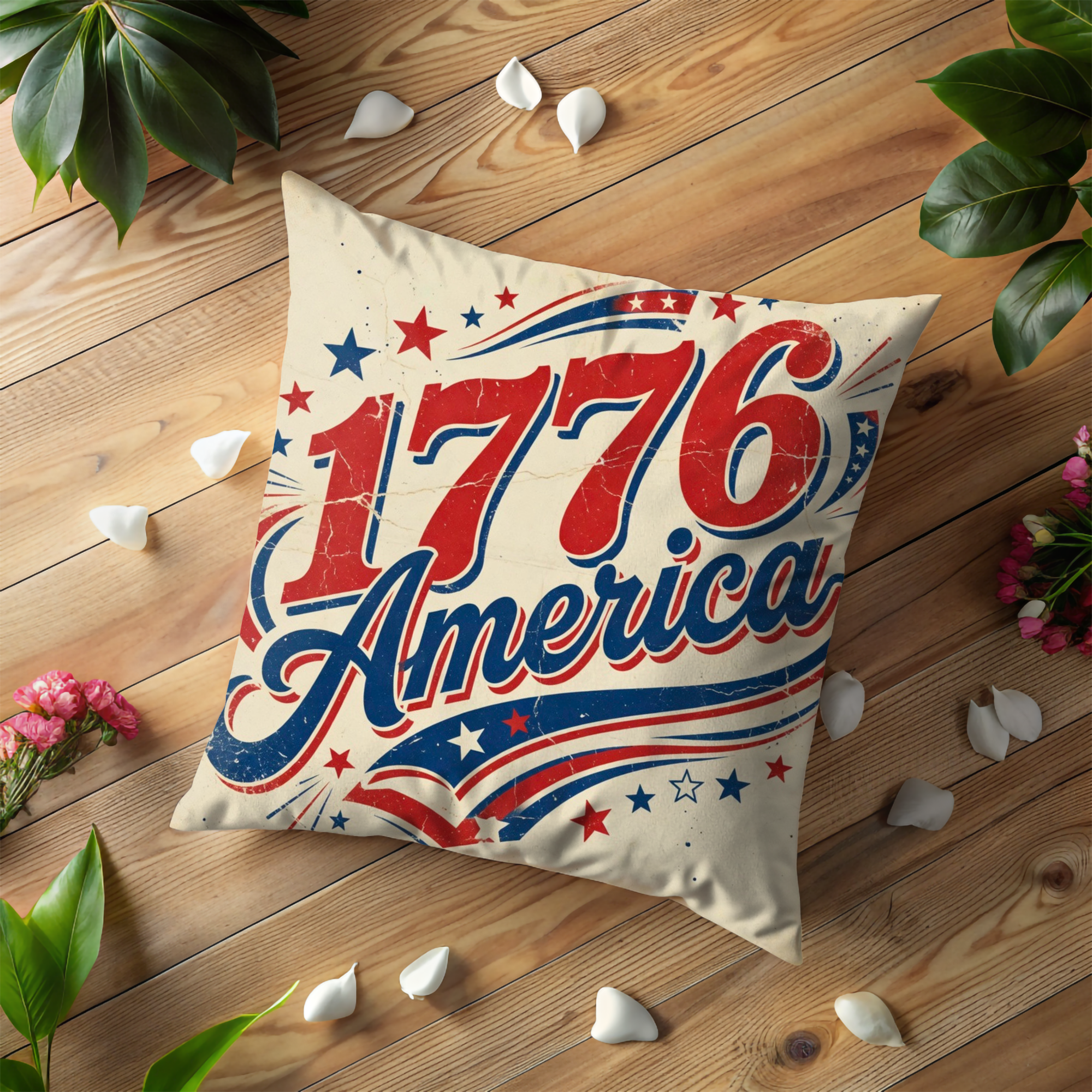 1776 America Pillow Cover – Patriotic Vintage Art | Bold Decor
