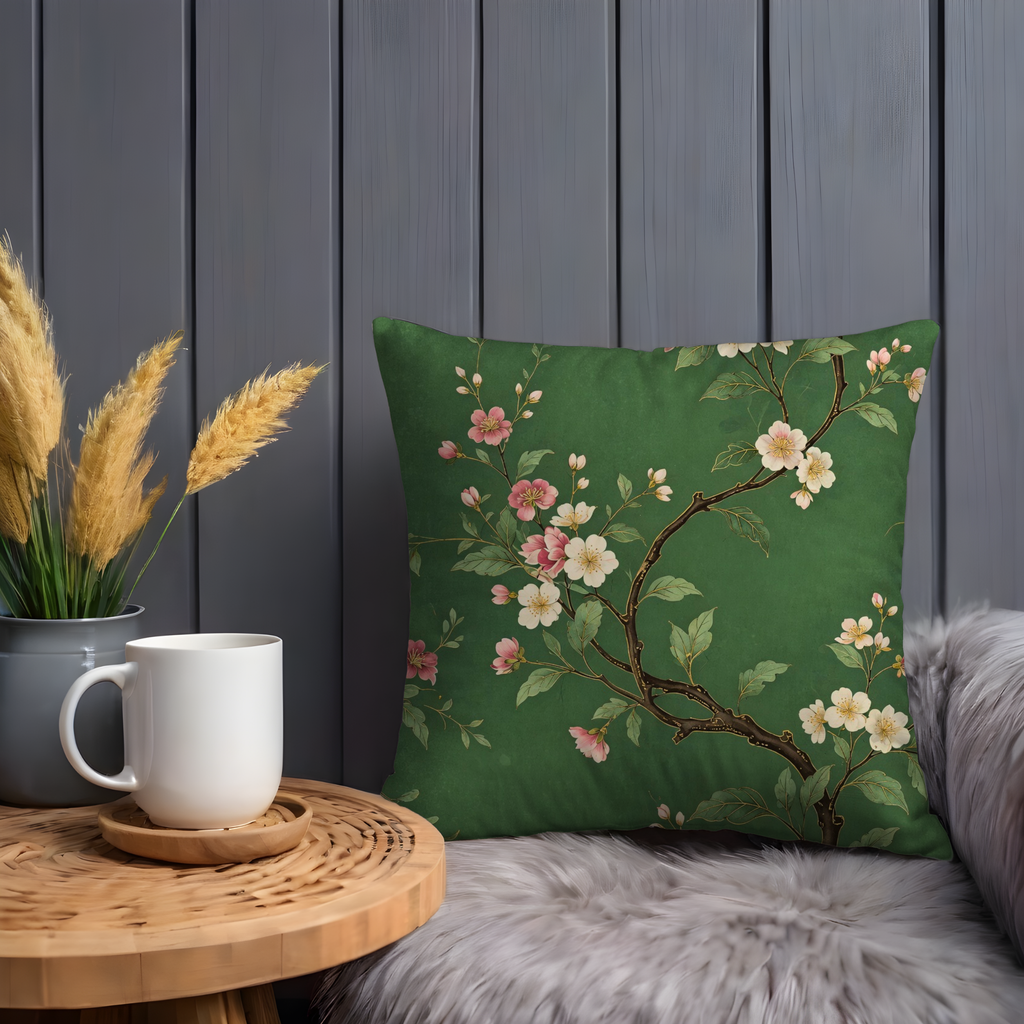 Chinoiserie Blossom Pillow Cover | Elegant Floral Art | Luxe Decor