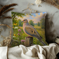 Mourning Dove Pillow Cover | Wildflower Meadow Art | Nature Decor