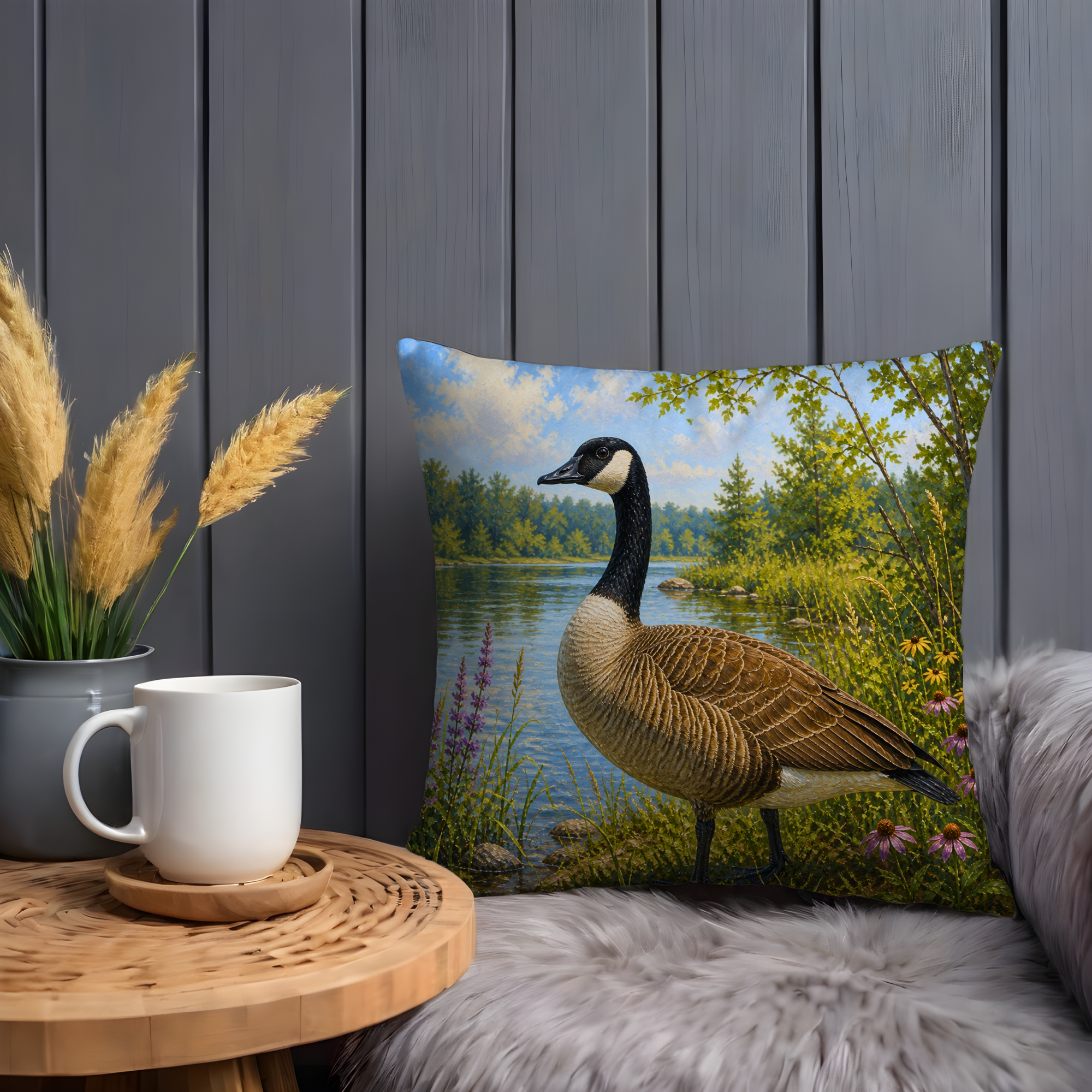 Canada Goose Pillow Cover | Realistic Wildlife Art | Nature Decor
