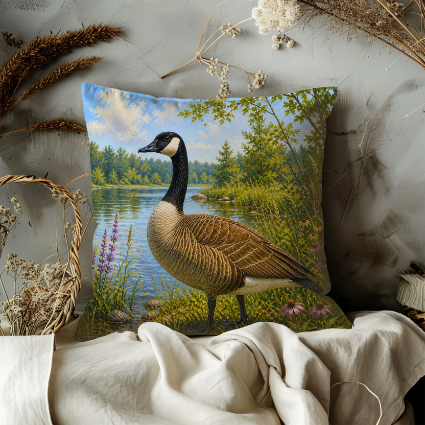 Canada Goose Pillow Cover – Realistic Wildlife Art | Nature Decor