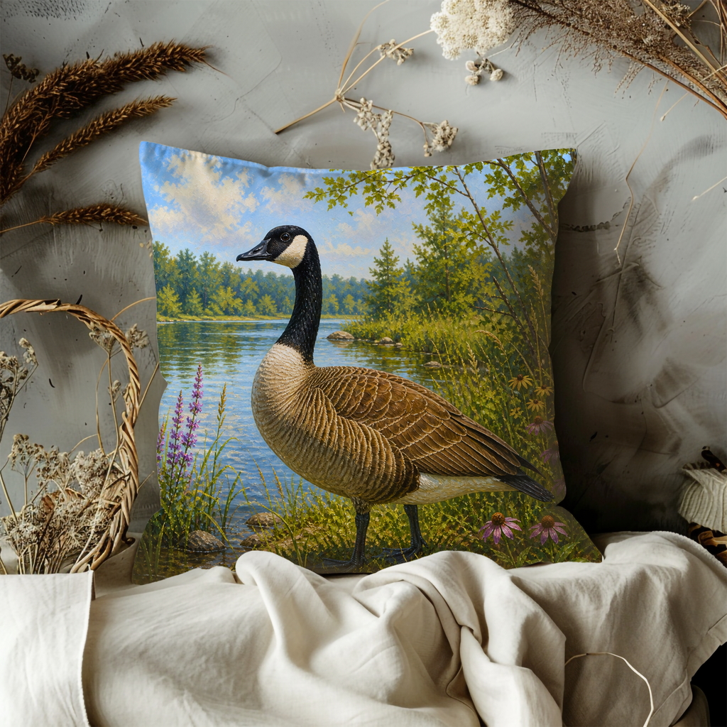 Canada Goose Pillow Cover | Realistic Wildlife Art | Nature Decor
