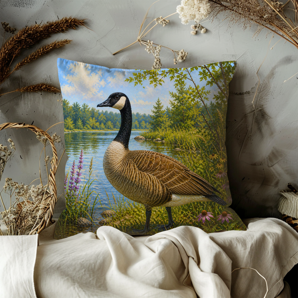 Canada Goose Pillow Cover – Realistic Wildlife Art | Nature Decor