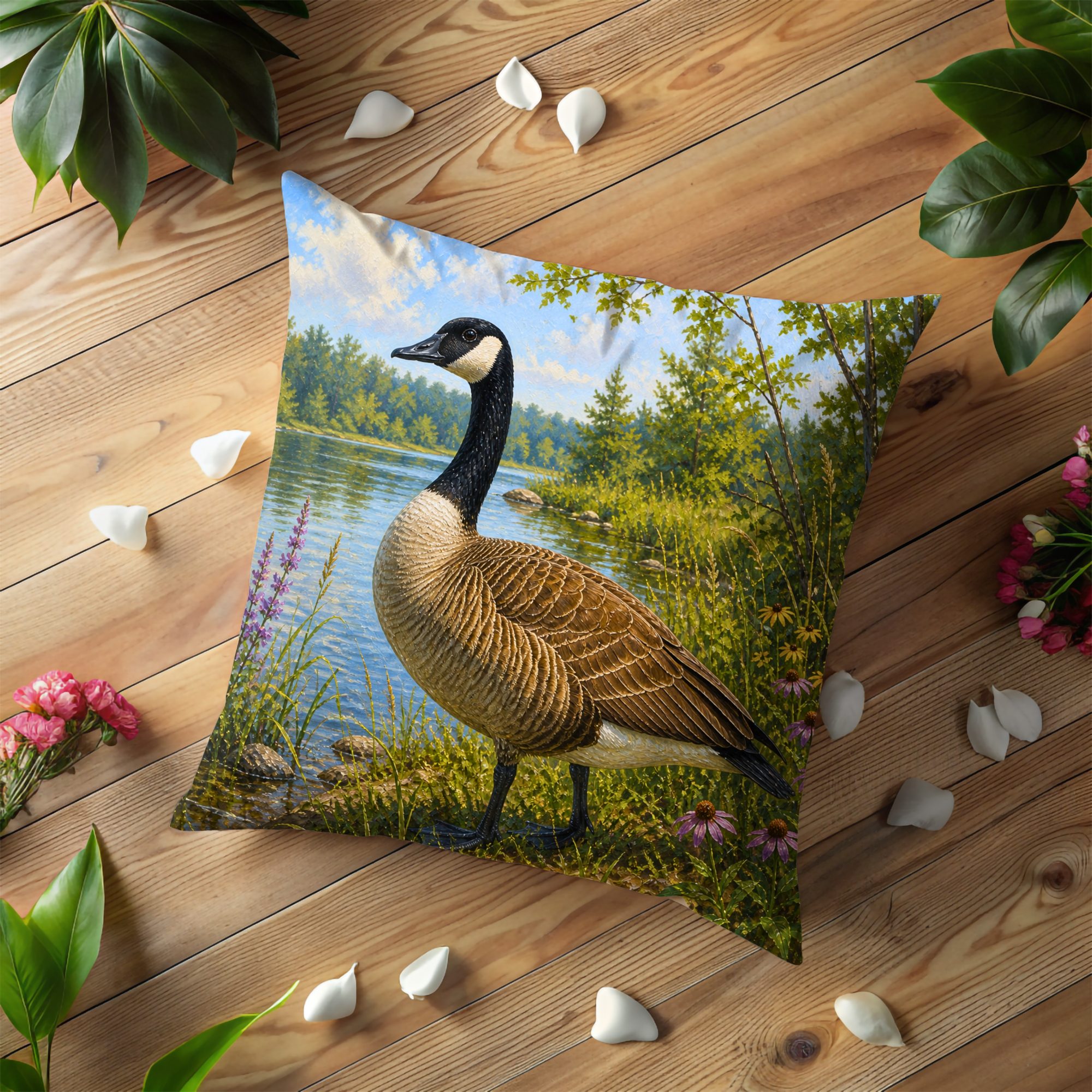Canada Goose Pillow Cover | Realistic Wildlife Art | Nature Decor