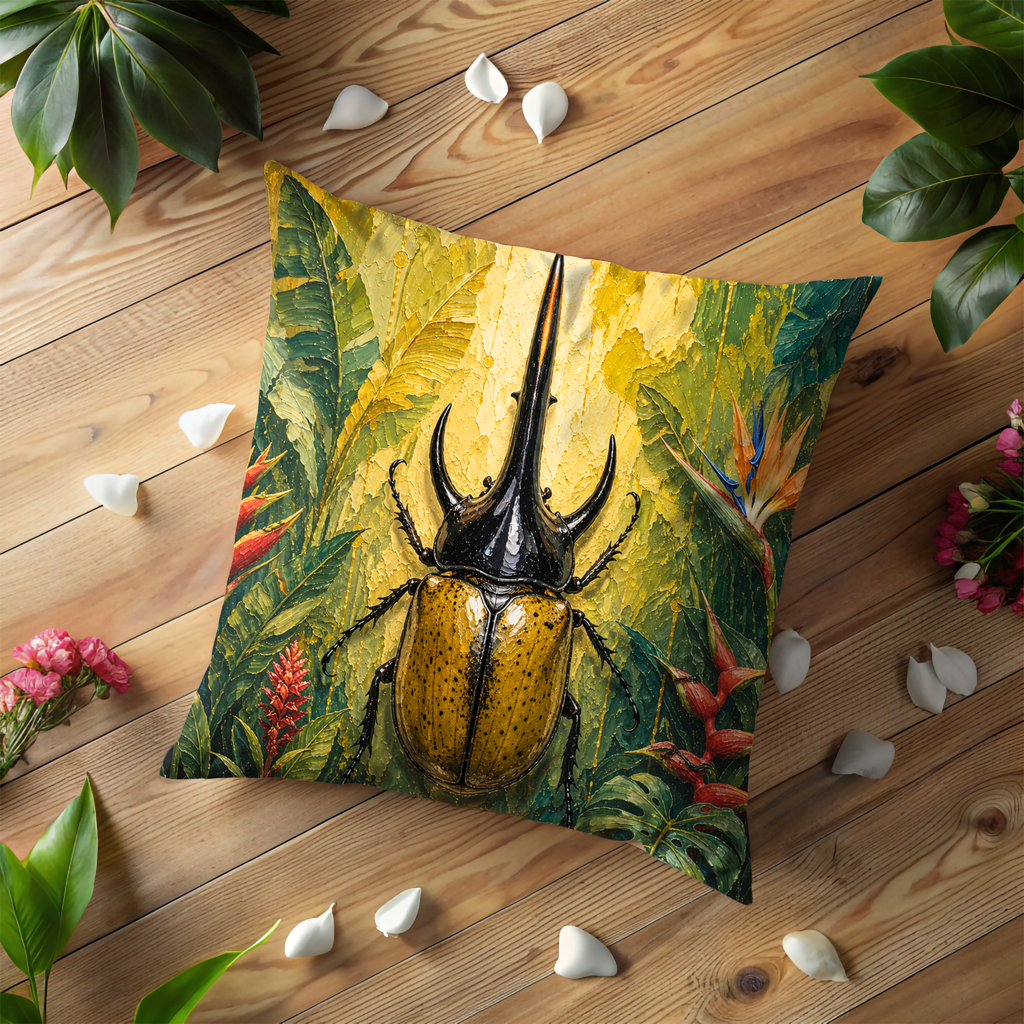Tropical Beetle Pillow Cover | Exotic Insect Art | Nature Decor