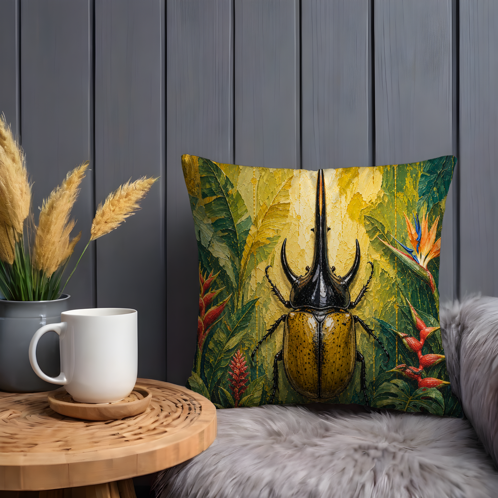 Tropical Beetle Pillow Cover | Exotic Insect Art | Nature Decor
