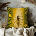 Wasp Pillow Cover | Yellow Black Insect Art | Nature Decor